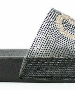 SBUP Women's Circle 100 Womens Wide Rhinestone Strap Slip On Sandals