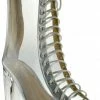 Forever Clear 45 Womens Lucite Chunky Heel Lace Up Sandals