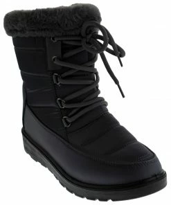 Top Moda Coleen 8 Womens Insulated Fur Lined Lace Up Rain/Snow Boots