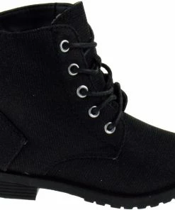 Soda Girl's Cori Little Girls Rhinestone Lace Up Combat Boot