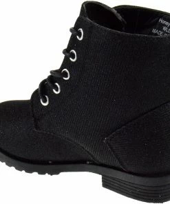 Soda Girl's Cori Little Girls Rhinestone Lace Up Combat Boot