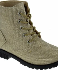 Soda Girl's Cori Little Girls Rhinestone Lace Up Combat Boot