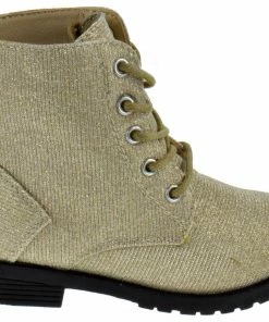 Soda Girl's Cori Little Girls Rhinestone Lace Up Combat Boot