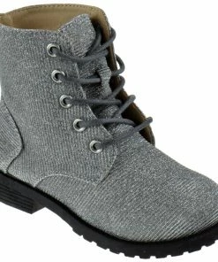 SHOE BARGAIN Shop 42 Soda Girl's Cori Little Girls Rhinestone Lace Up Combat Boot