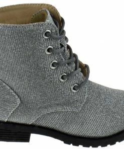 Soda Girl's Cori Little Girls Rhinestone Lace Up Combat Boot