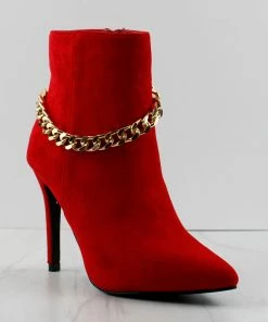 MATA Cravings Women's Chain Accented Stilletto Ankle Boots