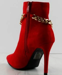 MATA Cravings Women's Chain Accented Stilletto Ankle Boots