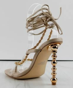 SHOE BARGAIN WAREHOUSE (WWW.SBWSHOES.COM) Divine Women's Strappy Chain Embellished High Heel Sandals