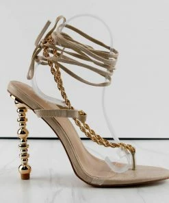 SHOE BARGAIN WAREHOUSE (WWW.SBWSHOES.COM) Divine Women's Strappy Chain Embellished High Heel Sandals
