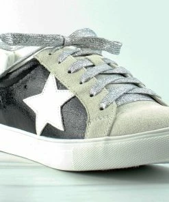 Nature Breeze Women's Boots Dale Womens Low Top Star Metallic Lace Up Sneakers