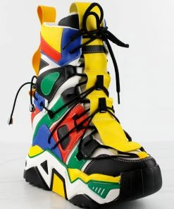 SHOE BARGAIN Shop 48 Anthony Wang Damson 09 Womens Mid Calf Multi Tone Platform Lace Up Fashion Sneakers