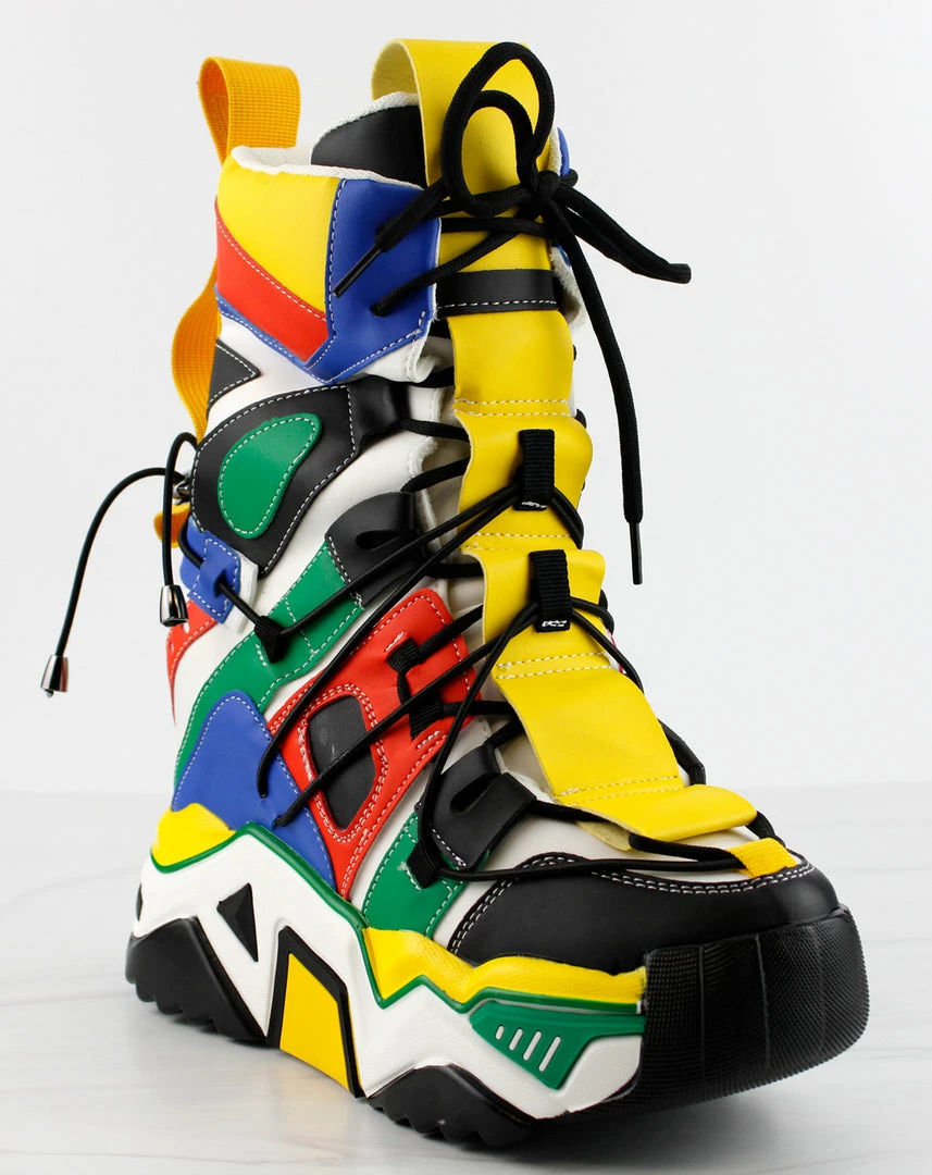 Anthony Wang Damson 09 Womens Mid Calf Multi Tone Platform Lace Up Fashion Sneakers 1 Anthony Wang Damson 09 Womens Mid Calf Multi Tone Platform Lace Up Fashion Sneakers