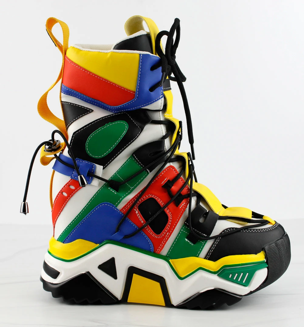 Anthony Wang Damson 09 Womens Mid Calf Multi Tone Platform Lace Up Fashion Sneakers 2 Anthony Wang Damson 09 Womens Mid Calf Multi Tone Platform Lace Up Fashion Sneakers