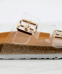 SHOE BARGAIN WAREHOUSE (WWW.SBWSHOES.COM) Defeat 68 Womens Double Strap Buckle Embellished Foot Bed Sandals Women's