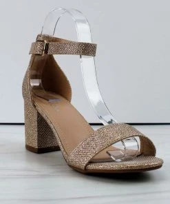 Top Moda Delia-1 Women's Single Band Low Block Heeled Dress Sandals