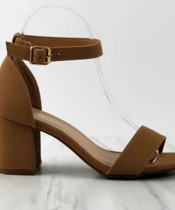 Top Moda Delia-1 Women's Single Band Low Block Heeled Dress Sandals