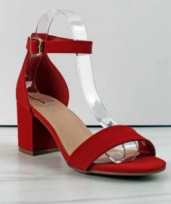 Top Moda Delia-1 Women's Single Band Low Block Heeled Dress Sandals