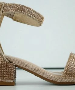 Lucky Top Delia 80K Little Girl's Rhinestone Chunky Low Dress Heeled Sandals