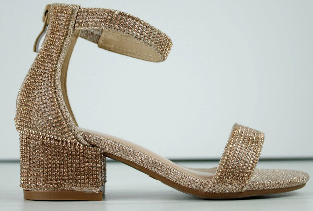 Lucky Top Delia 80K Little Girl's Rhinestone Chunky Low Dress Heeled Sandals 2 Lucky Top Delia 80K Little Girl's Rhinestone Chunky Low Dress Heeled Sandals