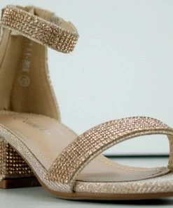 Lucky Top Delia 80K Little Girl's Rhinestone Chunky Low Dress Heeled Sandals