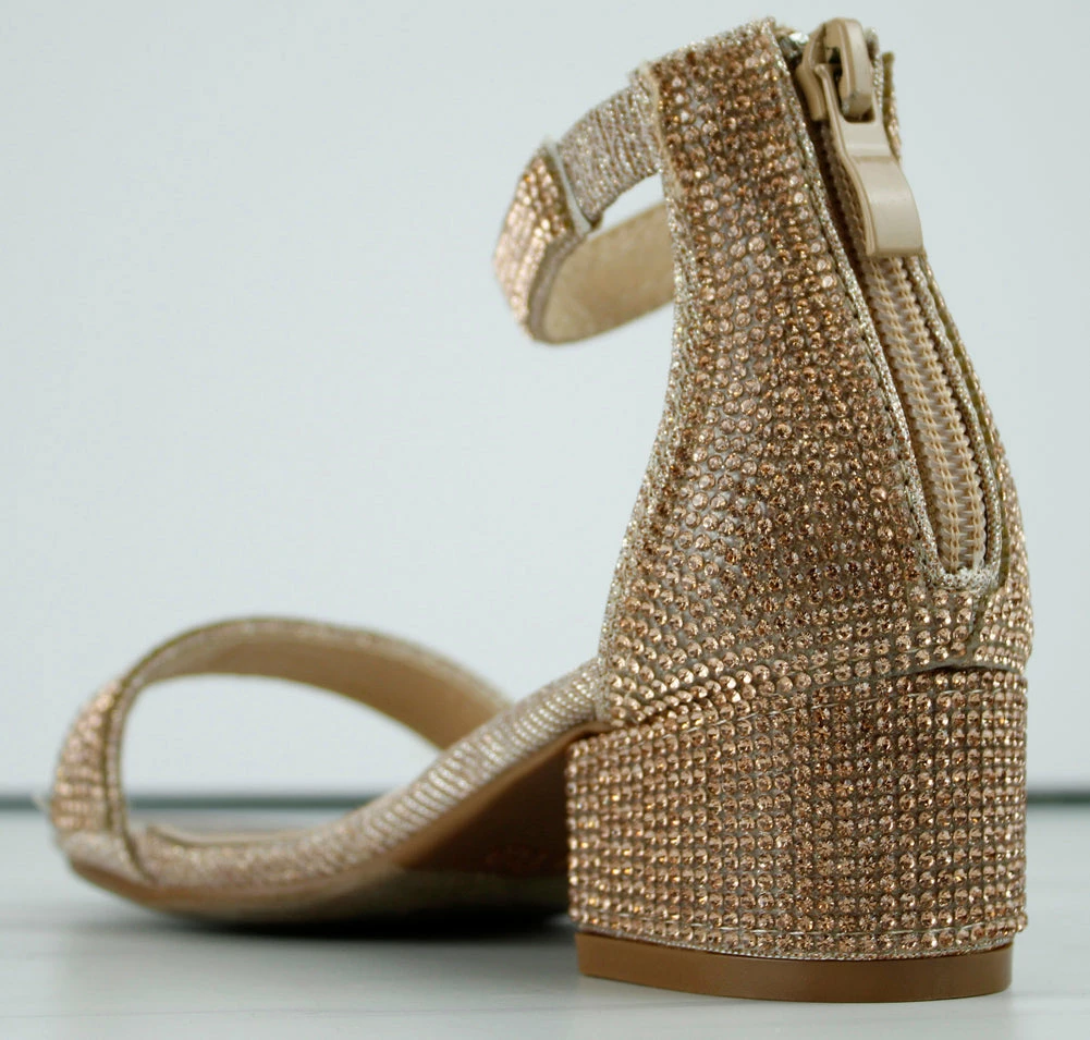 Lucky Top Delia 80K Little Girl's Rhinestone Chunky Low Dress Heeled Sandals 3 Lucky Top Delia 80K Little Girl's Rhinestone Chunky Low Dress Heeled Sandals