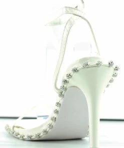 Forever Delicate 2 Womens Rhinestone Rimmed Square Toe Thin Band Stiletto Sandals Women's