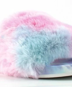 Forever Delma 32 Womens Comfort Faux Fur Slip On Slides Women's