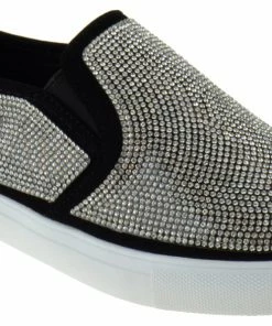 Forever Women's Design 14 Womens Rhinestone Flat Sneakers