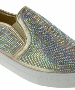 Forever Women's Design 14 Womens Rhinestone Flat Sneakers