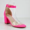 Top Moda Diamond 3 Womens Open Toe Lucite Upper Strap Chunky Heels