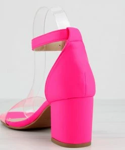 Top Moda Diamond 3 Womens Open Toe Lucite Upper Strap Chunky Heels