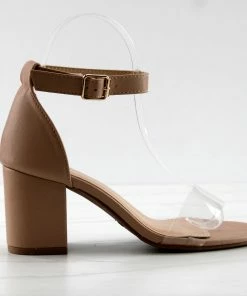 Top Moda Diamond 3 Womens Open Toe Lucite Upper Strap Chunky Heels