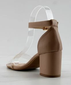 Top Moda Diamond 3 Womens Open Toe Lucite Upper Strap Chunky Heels