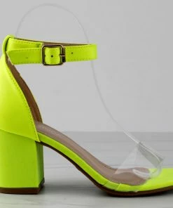 Top Moda Diamond 3 Womens Open Toe Lucite Upper Strap Chunky Heels