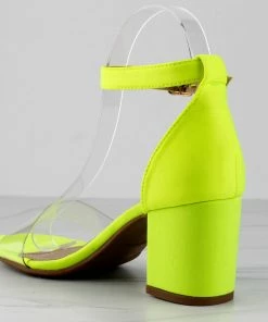 Top Moda Diamond 3 Womens Open Toe Lucite Upper Strap Chunky Heels