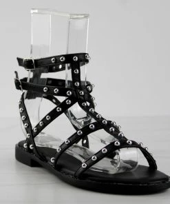 Forever Women's Ding 21 Womens Strappy Stud Embellished Short Gladiator Sandals