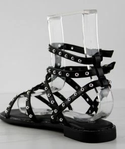 Forever Women's Ding 21 Womens Strappy Stud Embellished Short Gladiator Sandals