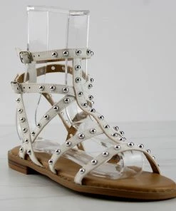 Forever Women's Ding 21 Womens Strappy Stud Embellished Short Gladiator Sandals