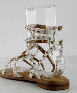 Forever Women's Ding 21 Womens Strappy Stud Embellished Short Gladiator Sandals