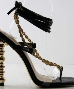 SHOE BARGAIN WAREHOUSE (WWW.SBWSHOES.COM) Divine Women's Strappy Chain Embellished High Heel Sandals