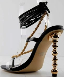 SHOE BARGAIN WAREHOUSE (WWW.SBWSHOES.COM) Divine Women's Strappy Chain Embellished High Heel Sandals