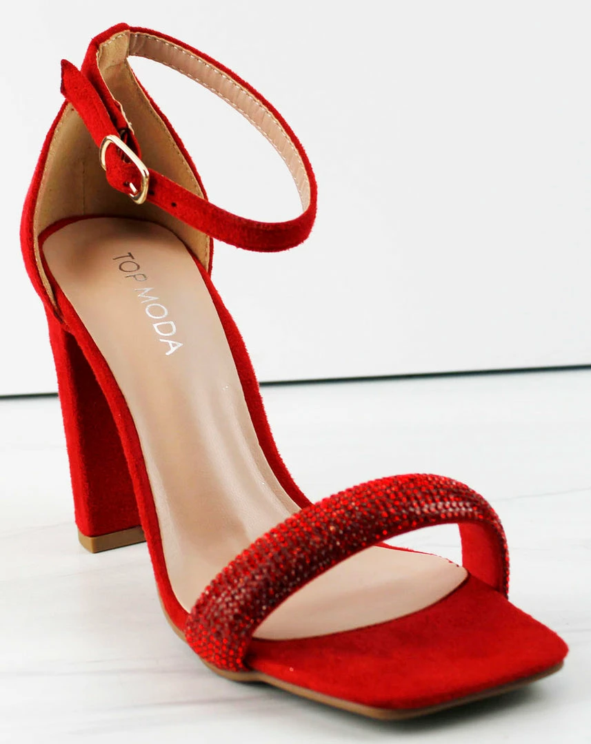 Top Moda Doc 1 Women's Strappy Rhinestone Dress Chunky Heels 1 Top Moda Doc 1 Women's Strappy Rhinestone Dress Chunky Heels