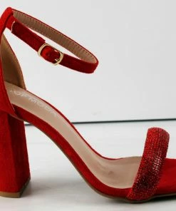 Top Moda Doc 1 Women's Strappy Rhinestone Dress Chunky Heels