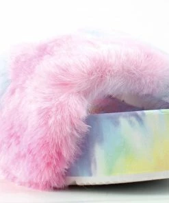 Forever Donut-30 Womens Comfort Platform Faux Fur Slides Women's