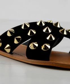 Forever Dorit 68 Womens Criss Cross Spike Embellished Strap Slip On Sandals Women's