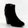 Forever Drive-32 Womens Block Heeled Tie Back Ankle Boots