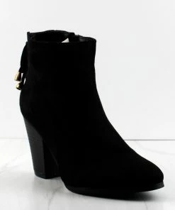 Forever Drive-32 Womens Block Heeled Tie Back Ankle Boots