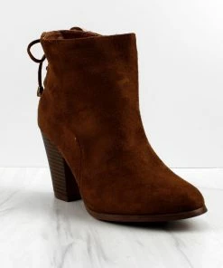 Forever Drive-32 Womens Block Heeled Tie Back Ankle Boots