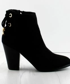 Forever Drive-32 Womens Block Heeled Tie Back Ankle Boots