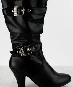 SHOE BARGAIN WAREHOUSE (WWW.SBWSHOES.COM) EQ 97 KM Little Girl's Buckled Heeled Boot Girl's Boots